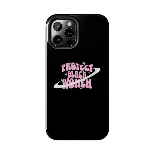 black iphone case with pink letters