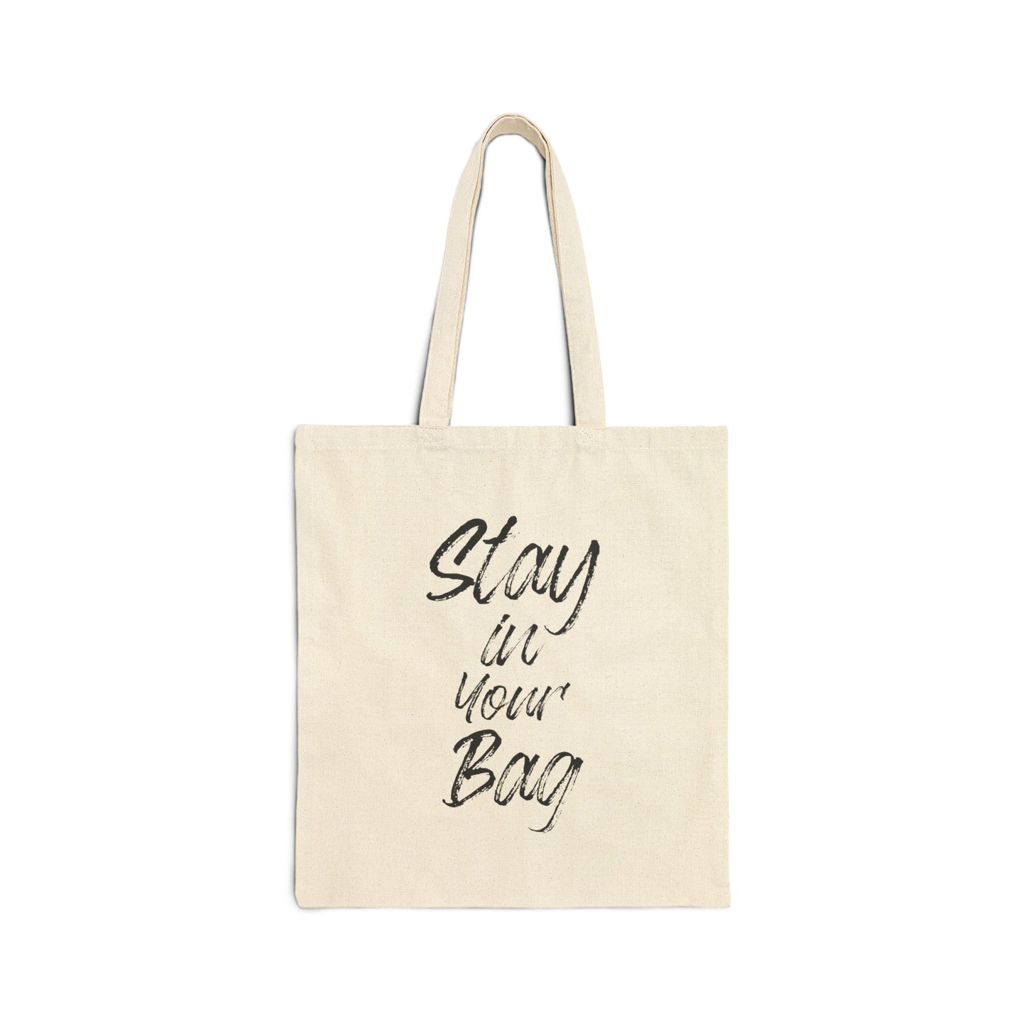 Tan  tote bag with black letters