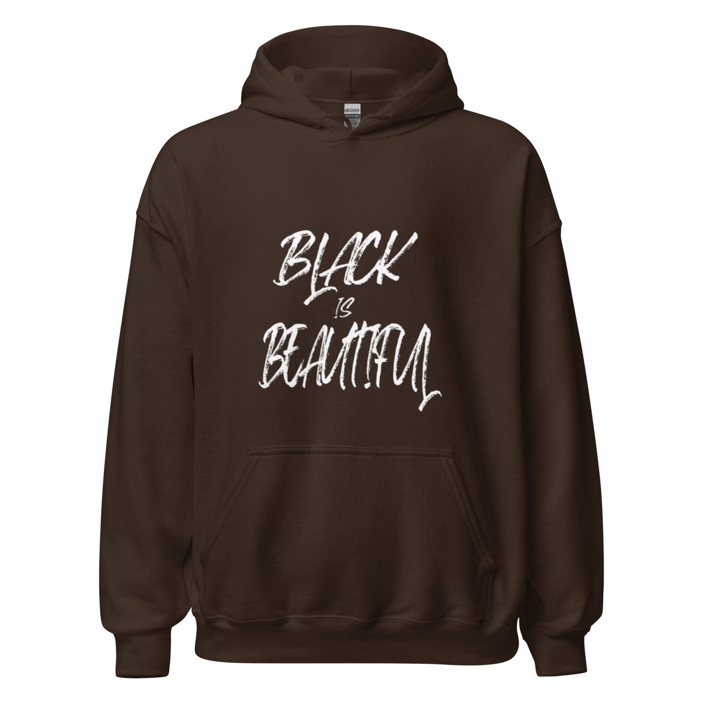 Brown hoodie with black empowerment phrase on it in white font.