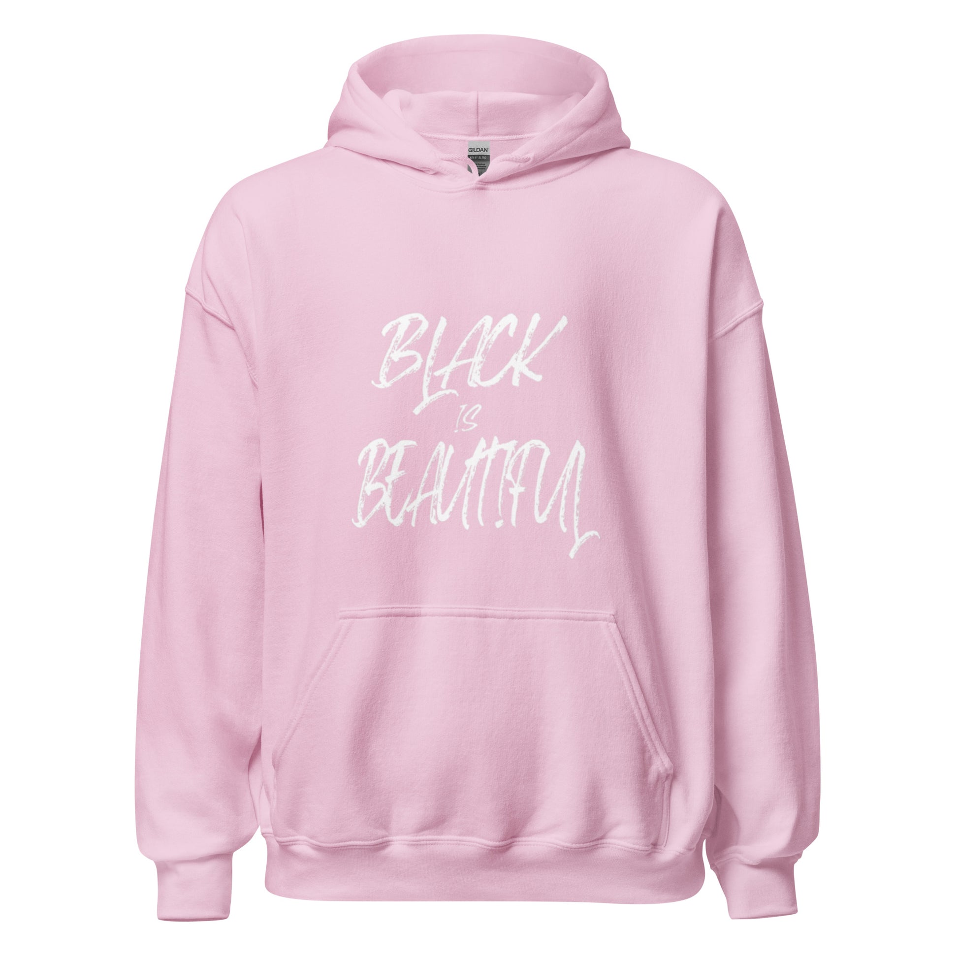 Pink hoodie with black empowerment phrase on it in white font.