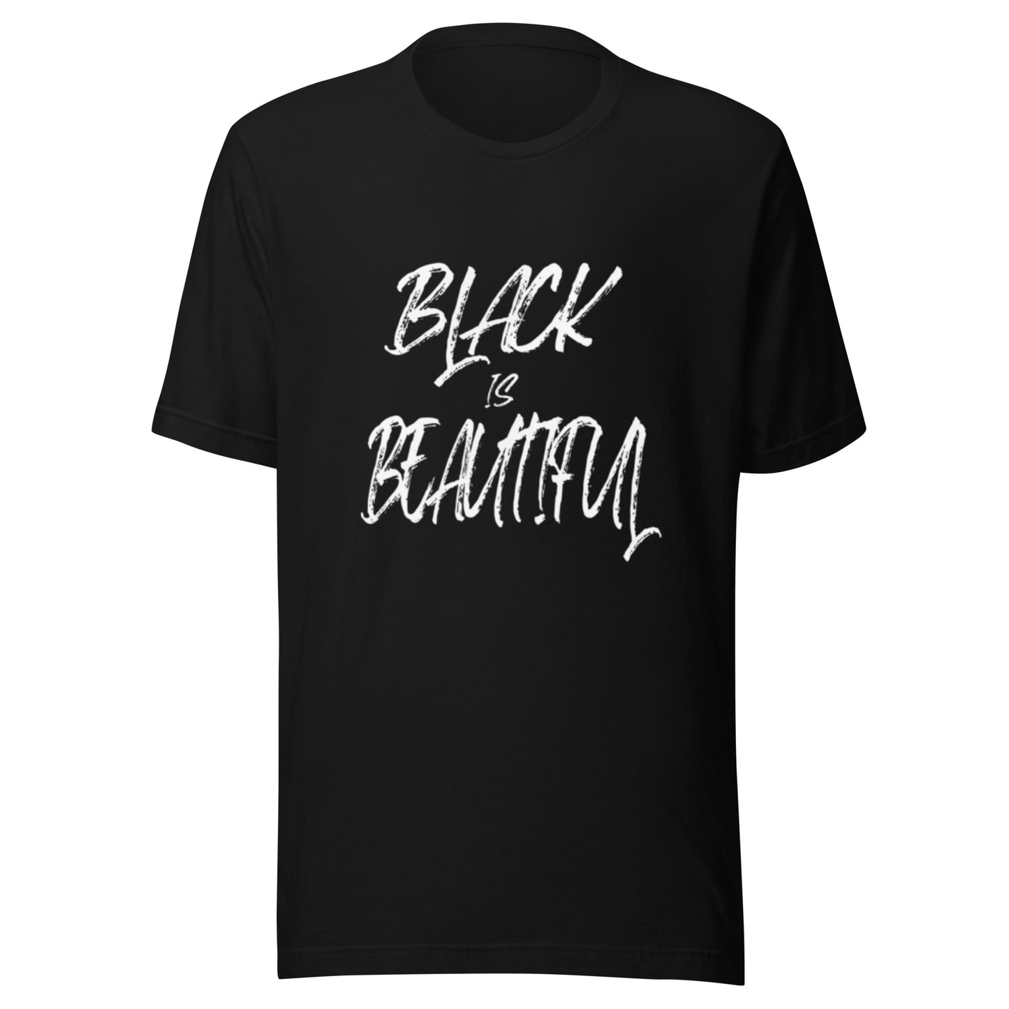 Black tshirt with black empowerment phrase written in white text.