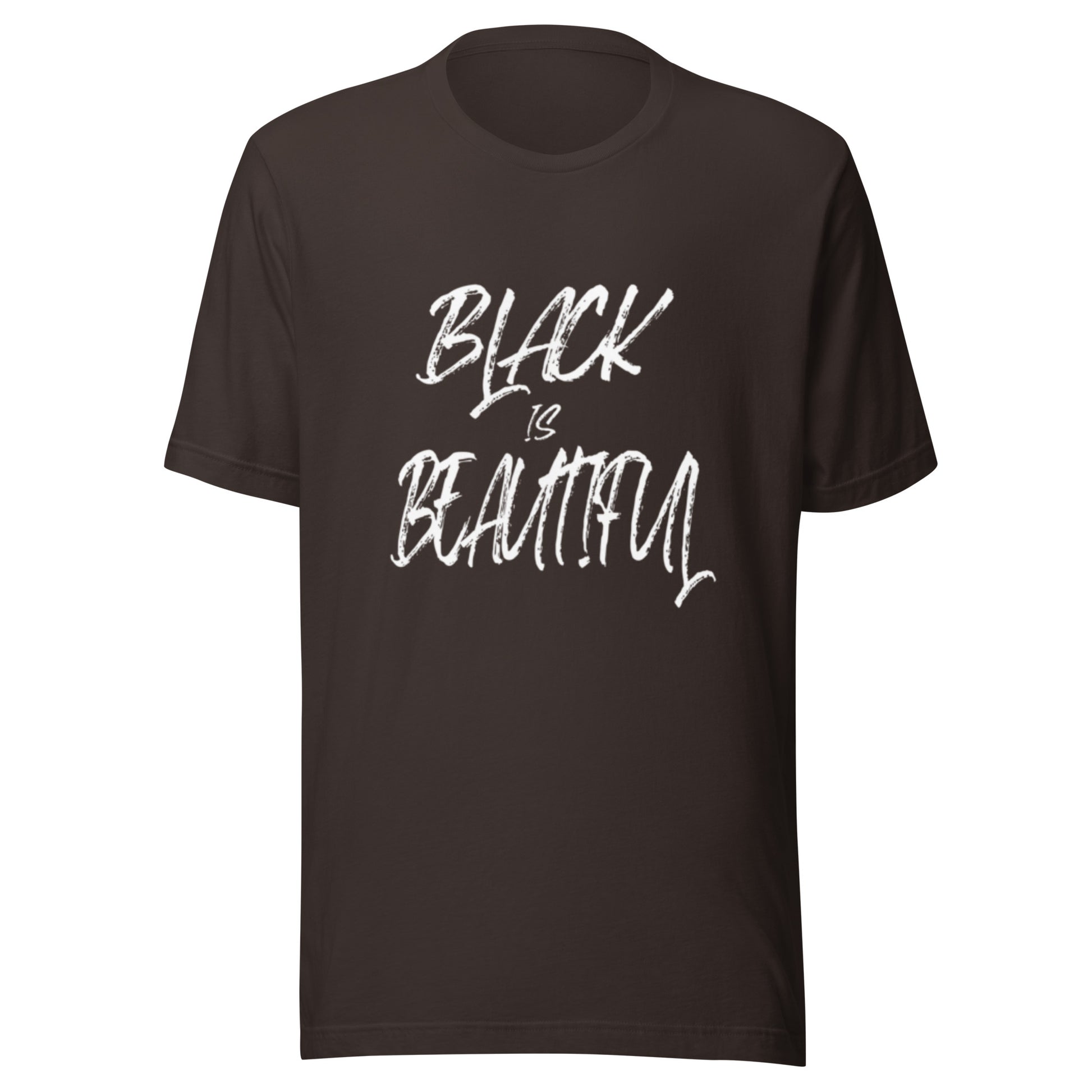 Brown tshirt with black empowerment phrase written in white text.