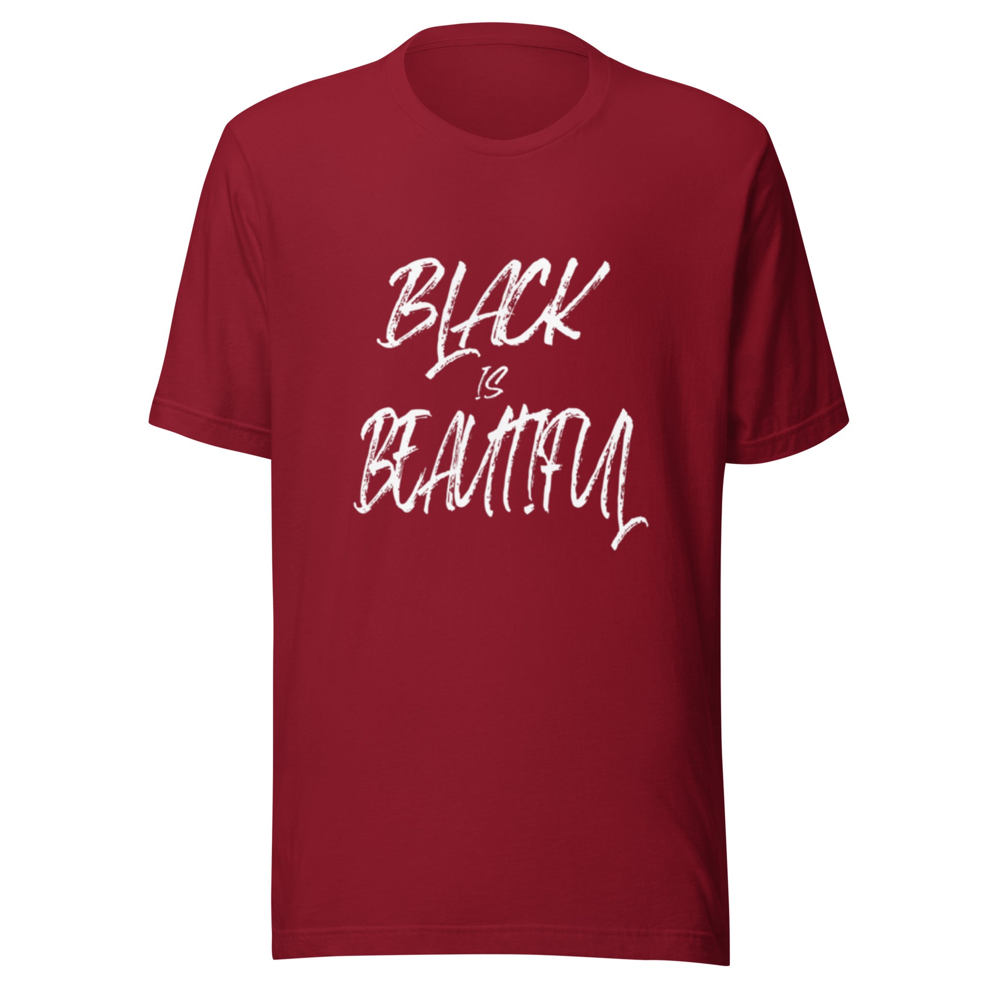 Cardinal red tshirt with black empowerment phrase written in white text.