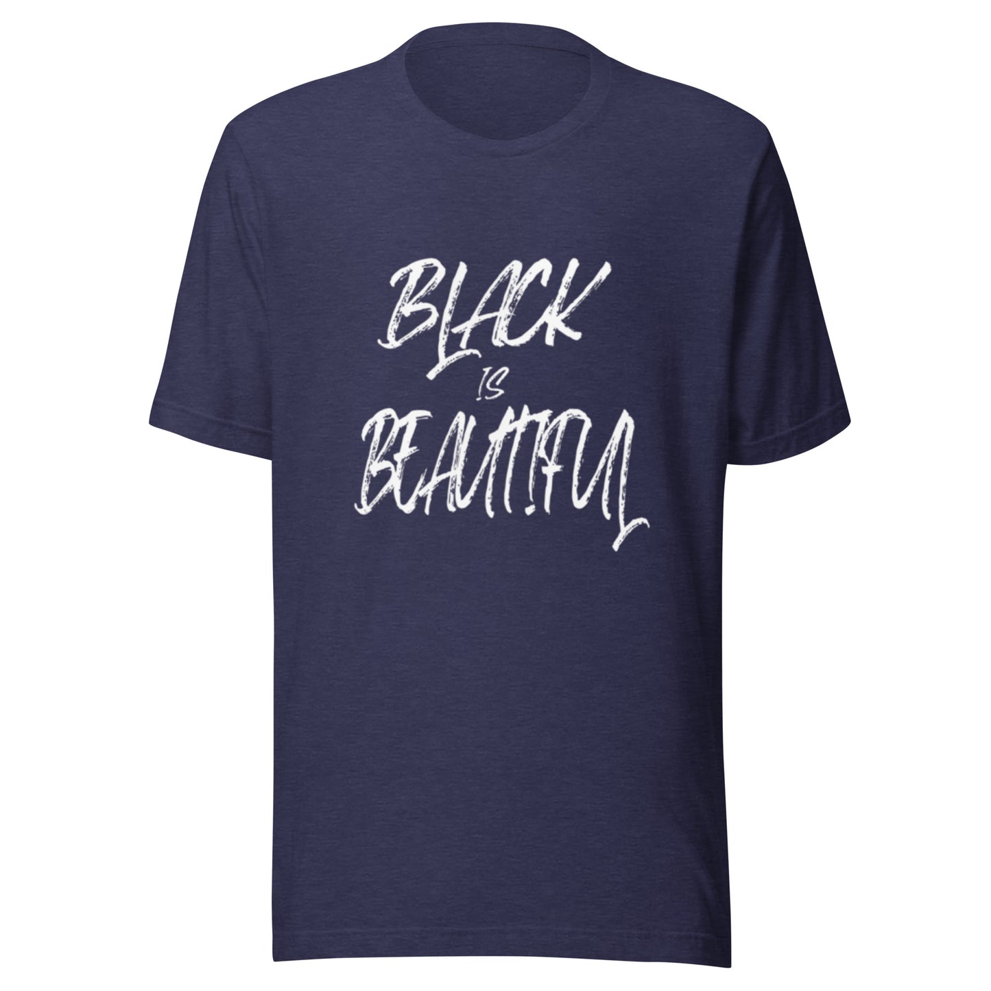 Heather navy tshirt with black empowerment phrase written in white text.