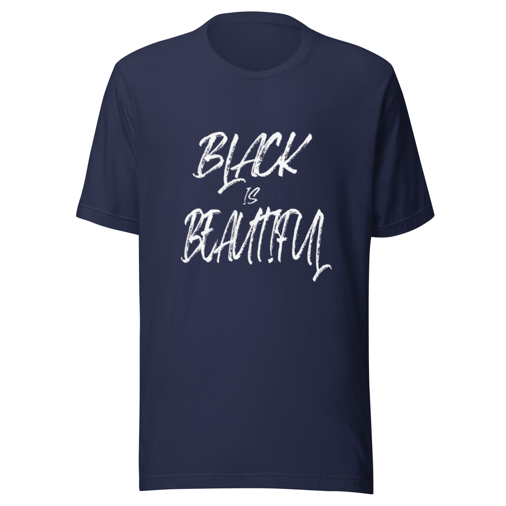 Navy tshirt with black empowerment phrase written in white text.