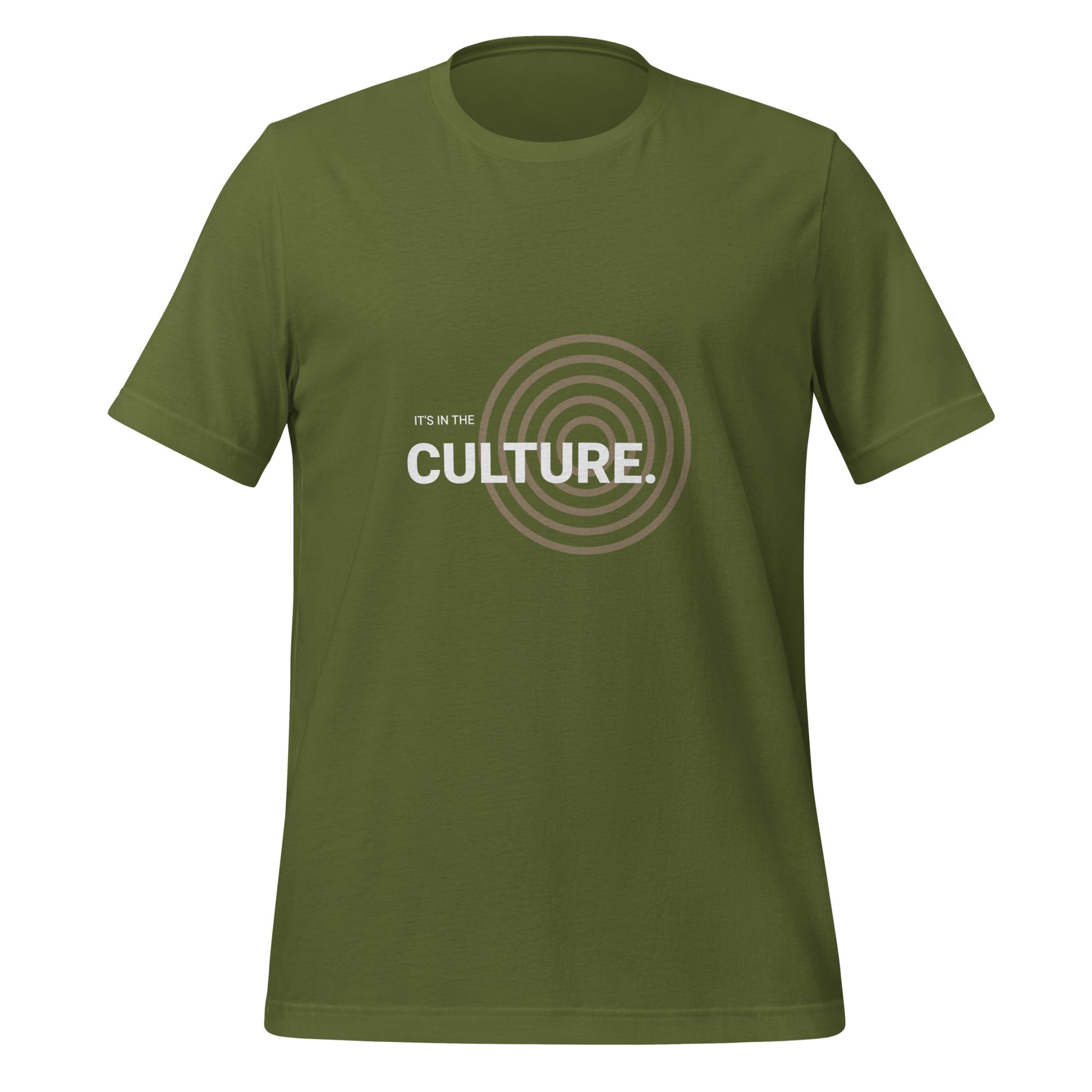 olive green tshirt with black empowerment design in white on the front.