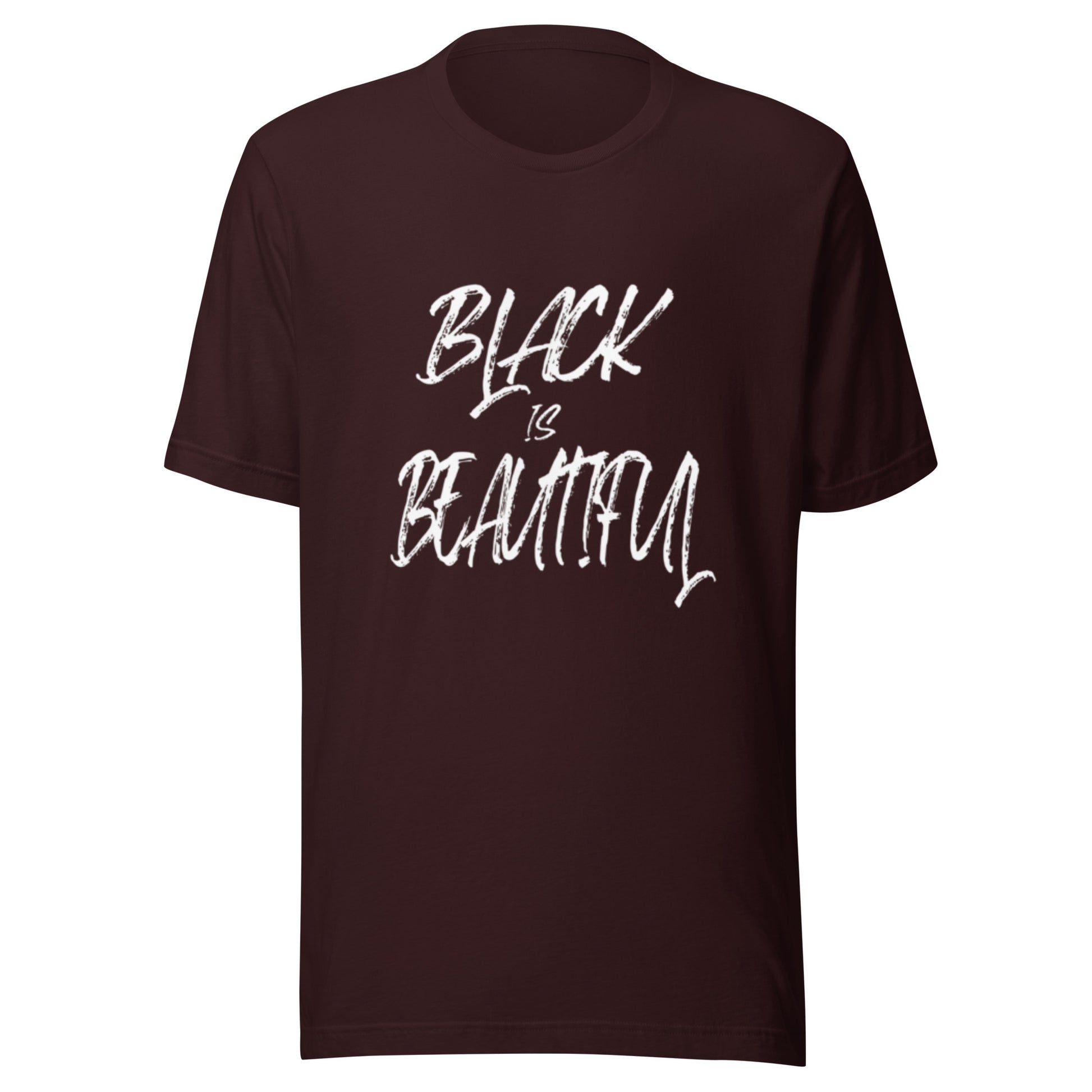 Oxblood tshirt with black empowerment phrase written in white text.